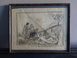 ! Szabadban - Szignálatlan ceruzarajz - tanulmányrajz - 079