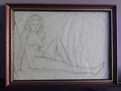 Unsigned pencil drawing - study drawing - female nude 073