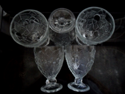 Set of 5 fruit patterned goblets, ice cream and cocktail glasses
