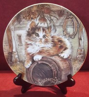 Macskás dísztányér, cicás porcelán tányér (M2585)