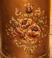 Vintage kézzel festett réz tejes kanna / tejhordó vidéki művészet