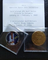 American Space Coin Collection! 2db db UNC fél Dollár! Egyik aranyozott!