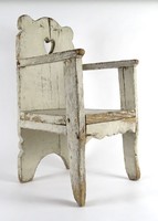 1J964 Antik szívecskés karfás fenyő gyerek szék XIX. század