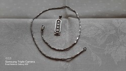 Régi   ezüst nyaklánc (  aranyozott , vésett  egyiptomi ) jelekkel  medál   massziv  lánccal
