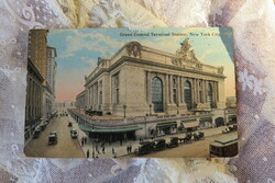 Antik színezett amerikai képeslap New York Grand Central Terminal Station Központi Pályaudvar 1923