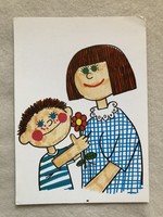 Postatiszta képeslap, Kisfiú virággal, lány