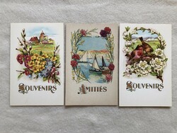 3 antique, old postcards together