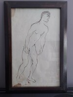 Unsigned ink drawing - study drawing - male nude 109