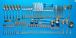 Silver 6-person cutlery set in English style, 74 pieces