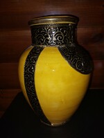 Nagyméretű 30cm magas Marokkói kerámia+réz váza újszerű
