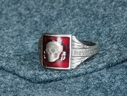 Német II.vh Waffen SS Totenkopf "hűség a becsületem" mottóval  zománcgyűrű gyűrű