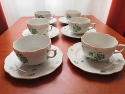 Herend nanking flawless 6-person tea set, numbered, green-gold
