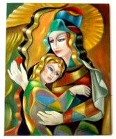 Anya gyermekével Seres Sándor olajfestménye