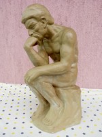 Boncsér Árpád: Gondolkodó agyag szobor, Rodin után szabadon. egyedi műalkotás.