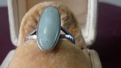 Vintage sterling silver ring with moss opal stone, representative flashy jewelry