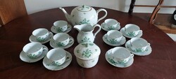 Herend 10-person tea set with green rose pattern
