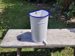 Old vintage blue white enameled 1.5 l wall tank enamel pot quarry
