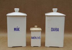 Antik fajansz német kerámia Max Roesler art deco konyhai tároló edények fűszertartó magyar felirat