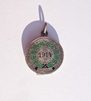 1914 fire enamel silver photo pendant