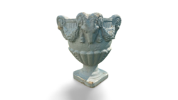 Neoclassical castle garden vase with ram heads