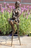 Collinet - Nő almával- 27 cm bronz szobor-jelzett