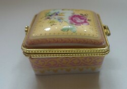 Colorful floral ceramic box, porcelain jewelry box