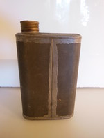 Flask - antique - tin - 3 dl - 12 x 8 x 3 cm - flask - usable - flawless