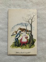 Old Easter postcard, style postcard - drawing by Miklós Győr