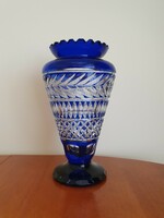 Kék kristály váza, 25cm magas