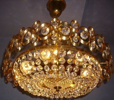 Hollywood regency crystal chandelier with 6 lights
