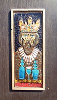Painted enamel picture of King Szent István, in a wooden frame