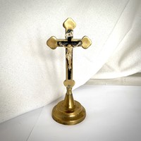 Asztali kereszt, álló rézkereszt, régi vallási tárgy, kereszt, Corpus Christi feszület, kegytárgy