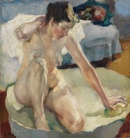 Leo putz - nude in the bathtub - blindfold canvas reprint