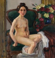Leo putz - nude in the armchair - blindfold canvas reprint
