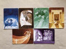 6 db Vallási képeslap, grafikus levelezőlap - Gaál Éva grafika