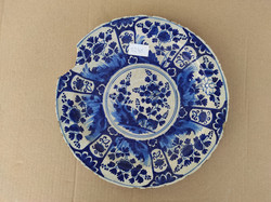 Antik delft delfti porcelán tál tányér XVIII. század 3240 Törött hiányos