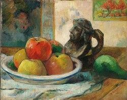 Paul Gauguin - Gyümölcstál szoborral - vakrámás vászon reprint