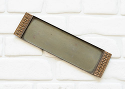 Rézszínű fém retro iparművész tálca - bronz hamutál, hamutartó