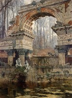 Carl minor - Roman ruins in Schönbrunn - blindfold canvas reprint