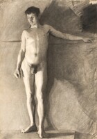 Hammershøi - standing male nude - blindfolded canvas reprint