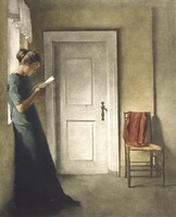 Peter ilsted - girl reading in the window - blindfold canvas reprint