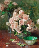 Carl minor - roses with a bowl - quilted canvas reprint