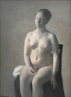 Hammershøi - nude sitting on a chair - quilted canvas reprint