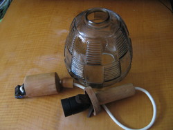 Retro smoke-colored lamp with wooden accessories