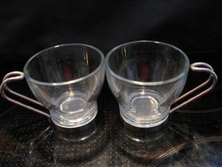 2 space age barista, glass mocha cups in one 0.8 dl insert with metal handle