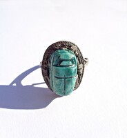 Skarabeusz bogaras egyiptomi ezüst gyűrű