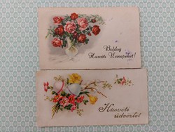 Old Easter mini postcard pink floral greeting card postcard 2 pcs