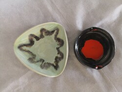 Retro ceramic serving bowl and industrial artist ceramic ashtray