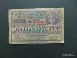 10000 korona 1924 1 schilling Felülbélyegzés