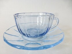 Retro,francia kék üveg teáscsésze,csavart mintájú,gyönyörű